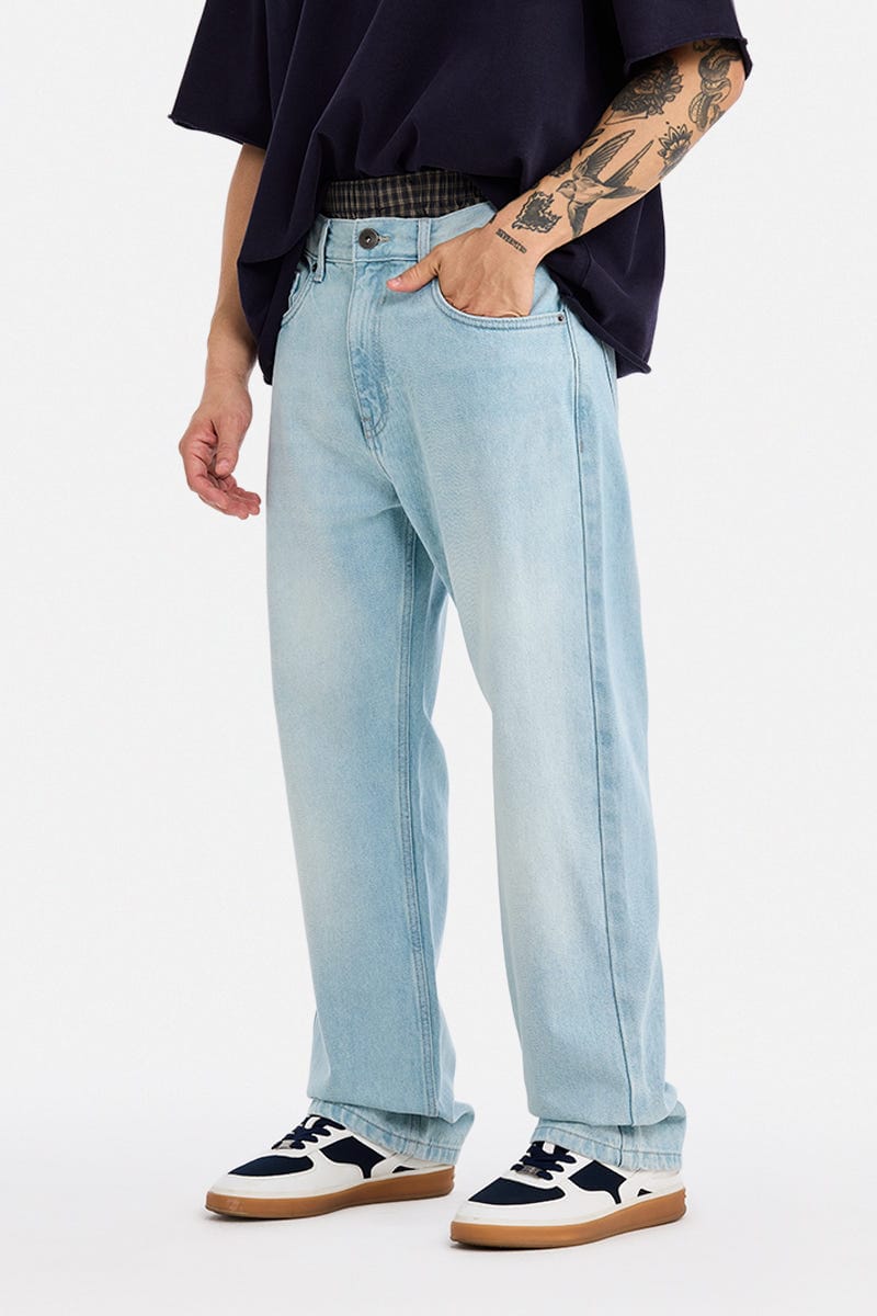Sraight Fit Washed Jeans